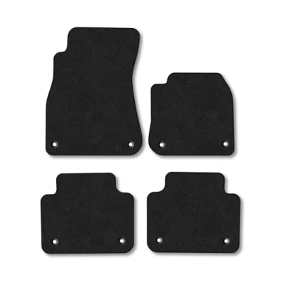 Image of Car Mats Compatible with VW Touareg (2018+) Tailored Fit Black Carpet Floor Set Accessory Custom 4 Pieces Anti Slip Backing &amp; Binding Trim Edge