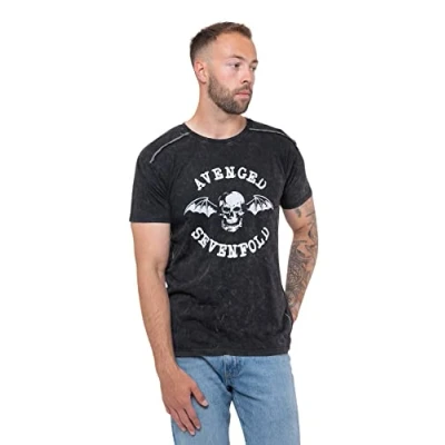 Image of Avenged Sevenfold Chained Skeleton Band Logo Official Mens Black T Shirt M