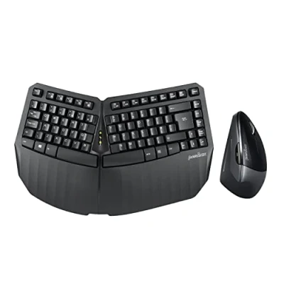 Image of perixx PERIDUO 813 Wireless Ergonomic Compact Keyboard and Vertical Mouse, UK QWERTY, Bluetooth 2.4GHz, Black