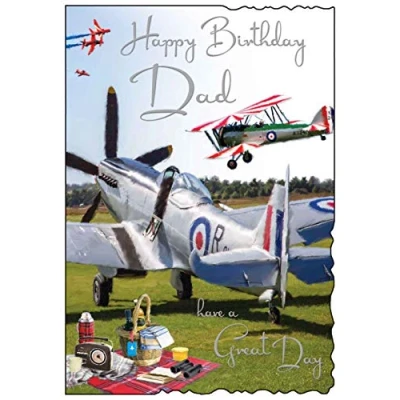 Image of Jonny Javelin Happy Birthday Dad Have A Great Day Card Retro Aerplane