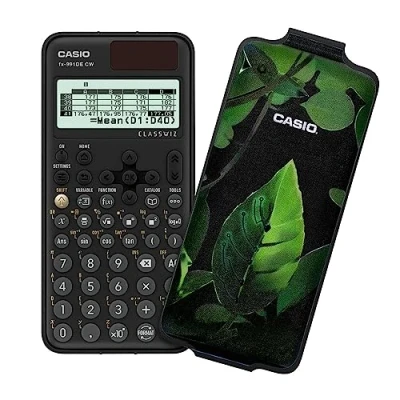 Image of Casio FX 991DE CW ClassWiz Technical Scientific Calculator with Art Case &quot;Leaf&quot;, German Menu Guide (Limited Edition)