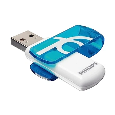 Image of Philips FM 16 FD 05 B/00 USB Stick White/Blue GB MLC Nand Flash Memory 2.0