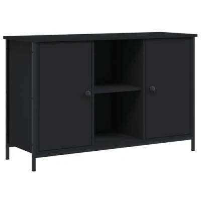 Image of vidaXL TV Cabinet Console Sideboard Media Black Engineered Wood