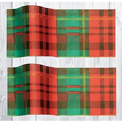 Image of Christmas Festive Tissue Paper Wrap Large Gift Wrapping Sheets 50x75cm (10 Sheets, Tartan Prescently Plaid)