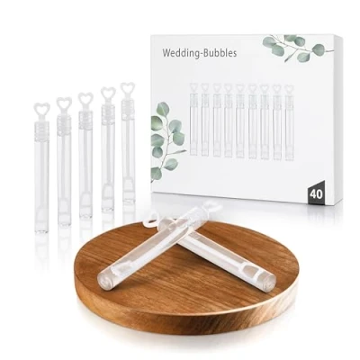 Image of Nordstern Wedding Bubbles favour for guests and presents kids Heart wand with bubble liquid Pack of 40