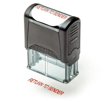 Image of Self Inking Rubber Stamp, Refillable Red Ink Preinstalled 1.4&quot; x 0.51&quot; (35 8mm) (Return to Sender)
