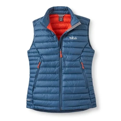 Image of Rab Women&#039;s Microlight Down Insulated Lightweight Vest for Hiking, Trekking, &amp; Skiing Orion Blue 16