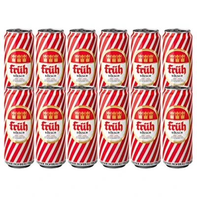 Image of Fruh Kolsch 500ml Cans (12 Pack) 4.8% ABV German Beer Gifts for Men, Birthday Men and Women, Beers Lagers Offers Gift Pack Alcohol Set