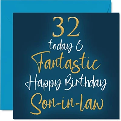 Image of Fantastic 32nd Birthday Cards for Son in law 32 Today &amp; Happy Card from laws, Gifts, 145mm x Greeting Gift