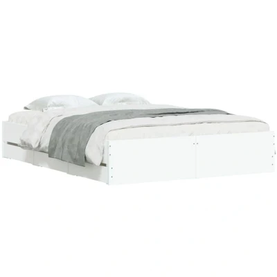 Image of vidaXL Bed Frame with Drawers without Mattress White 140x200 cm