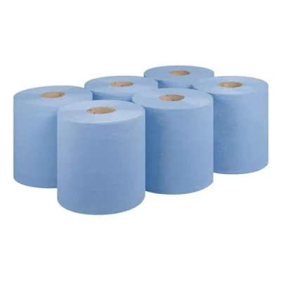 Image of Blue Rolls Centrefeed, 2 Ply, 6 Pack Paper Towels, Tissue Paper, Wipe Away, Commercial &amp; Kitchen Use, 100% Recyclable