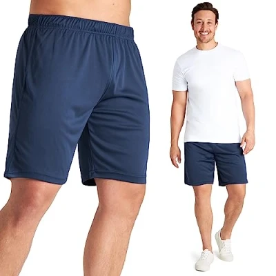 Image of CityComfort Mens Activewear Shorts, Lightweight Breathable Pull On Gym Shorts (Navy, L)