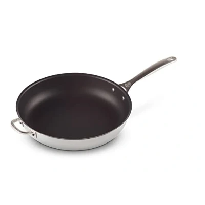 Image of Le Creuset 3 Ply Plus Stainless Steel 32cm Deep Frying Pan, 96600232000000, Silver