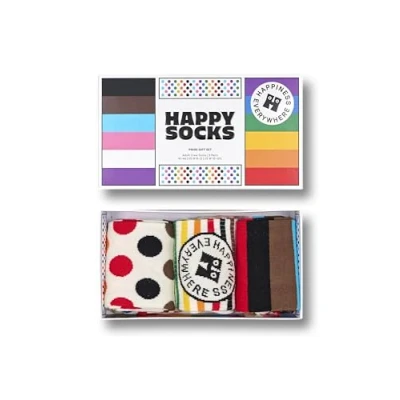 Image of Mens and Women&#039;s 3 Pair Happy Socks Pride Gift Boxed White 7.5 11.5 Unisex