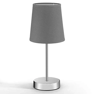 Image of Bedside Lamp Desk Light Anthracite Table 32cm Fabric Lampshade Luminaire Bedroom Modern Monzana