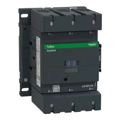 Image of Schneider LC1D115E7 Contactor 55 kW 48V AC Volt 3 N/O Poles With 1 &amp; N/C Contact Configuration