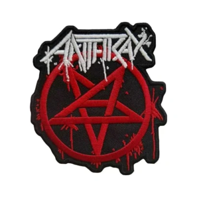 Image of Anthrax Logo Pentagram Iron On Patch (One Size) (Red/Black/White)