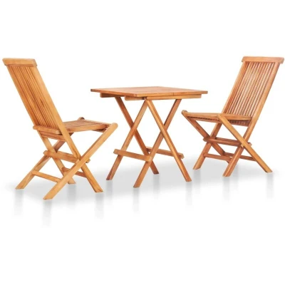 Image of vidaXL 3 Piece Folding Bistro Set Solid Teak Wood