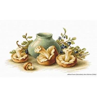 Image of Luca S Still Life with Mushrooms Counted Cross Stitch Kit, Pack of 1