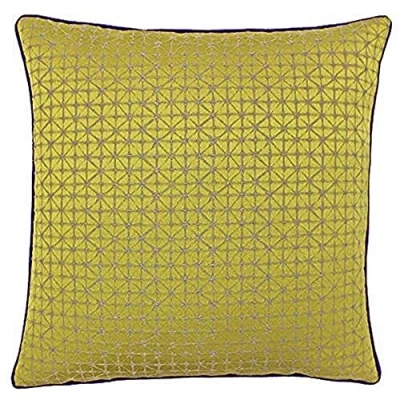 Image of Paoletti Pimlico Piped Jacquard Cushion Cover Gold One Size