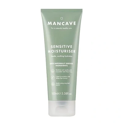 Image of ManCave Sensitive Moisturiser 100ml for Men, Moisturise and nourish Skin with Aloe Vera &amp; Shea Butter, Dermatologically Tested, Hydrating Soothing properties, Natural Formulation, Vegan Friendly