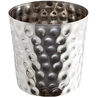 Image of Genware SVH8 Stainless Steel Serving Cup, Hammered, 8.5 cm Height, 8.3 Width