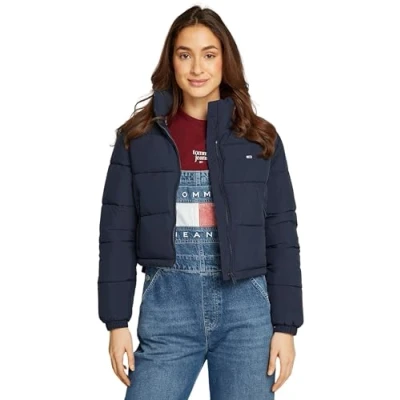 Image of Tommy Jeans Women&#039;s Tjw Crp Essential Puffer Dw0dw18828 Jacket, Blue (Dark Night Navy), M