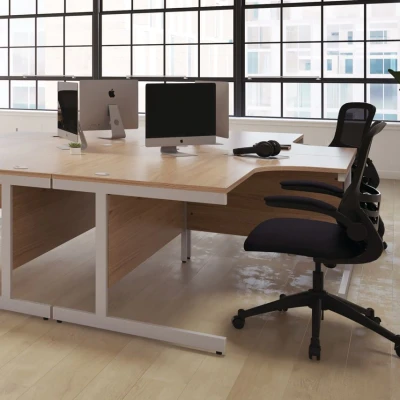 Image of First Right Hand Radial Desk 1600X1200mm White/Silver KF803065