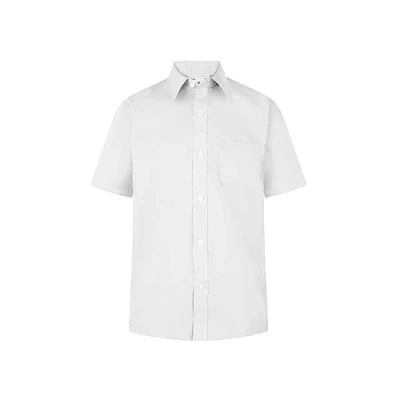 Image of Boys Dress School Shirts Short Sleeve Long in Blue &amp; White Colour (17.5&quot; Collar Size, Sleeve)