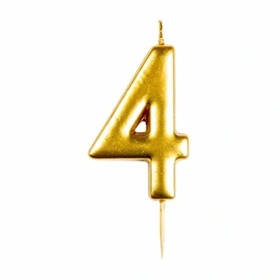 Image of amscan 9911808 Gold Numerical Candle 4