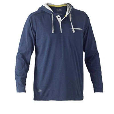 Image of Bisley Workwear UKBK6220_BPCT T Flex &amp; Move Cotton Shirt Hoodie Long Sleeve Blue Marle, 3XL