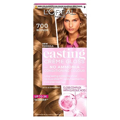 Image of L’Oréal Paris Ammonia Free Semi Permanent Hair Dye, 700 Dark Blonde, Glossy Colour, Natural Looking Finish, For up to 28 Shampoos, Casting Crème Gloss, 1 Application