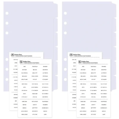 Image of DY.2ten White Binder Dividers for 6 Holes Ring Binder, 1/6 Cut Tabs, A6 Size, Sturdy Plastic with Tabs School Office Home, 2 Sets, 12 Dividers, Tab Stickers.