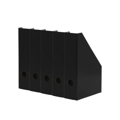 Image of LANDRE Magazine File A4 Sturdy Cardboard 7cm Wide Black Pack of 5