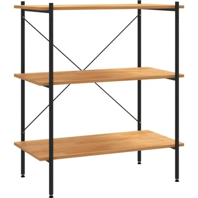 Image of vidaXL 3 Tier Shelving Unit Black and Oak 80x40x92 cm