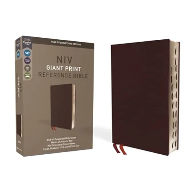 Image of NIV, Reference Bible, Giant Print, Bonded Leather, Burgundy, Red Letter Edition, Indexed, Comfort Print: New International Version, Reference, Print
