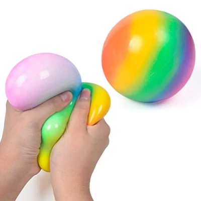 Image of TiSkying Stress Relief Balls, Rainbow Squeeze Ball, Anti Ball Balls Grip Squishy Sensory Fidget Toy for Children and Adults with Anxiety, ADHD Autism