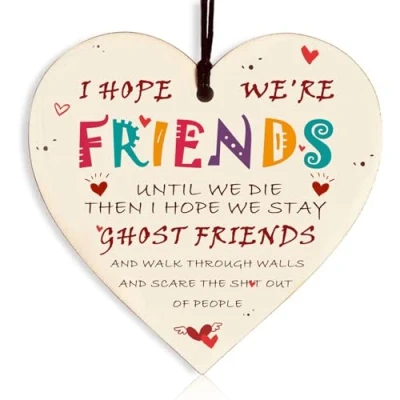 Image of Best Friend Plaque, Friendship Gifts for Women Birthday Special Wooden Heart Hanging Thoughtful Plaques Decorations Novelty Sign Memorial Quote Forever Love Xmas