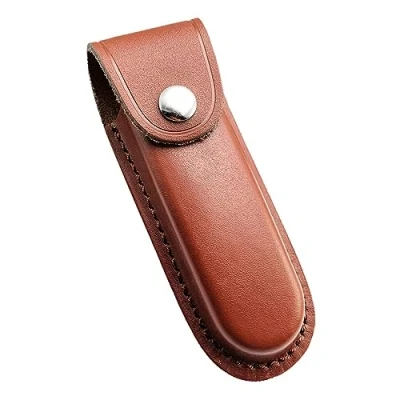 Image of DONGKER Pocket Knife Sheath,Folding Leather Holster W/Snap Closure Belt Loop for 5&quot; Folding Knife(Without Knife)