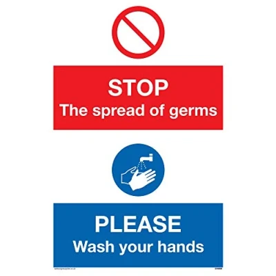 Image of Viking Signs STOP germs PLEASE wash your hands sign Vinyl/Sticker