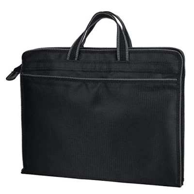 Image of ITODA Portable B4 Briefcase Handbag Oxford File Carrying Bag Office Messenger Zippered Business Conference Documents Expanding Folder Storage Tote Bag(39x31x8cm)