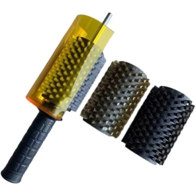 Image of Snowboard Wax Brush Kit with Axle Handle Cover Nylon Brass Horsehair Roller Ski Waxing Brushes Set