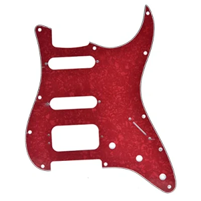 Image of Dopro 11 Hole Strat HSS Guitar Pickguard 3 Screw Humbucking Pickup Mount for American FD Stratocaster Red Pearl