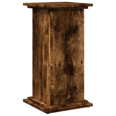 Image of vidaXL Display Stand with Storage Plant Shelf Smoked Oak Engineered Wood, Two Tier Compartment Cabinet, 31 x 30 60 cm