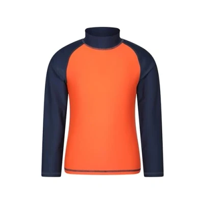 Image of Mountain Warehouse Kids Rash Vest UV Protection Guard, Long Sleeves Childrens Shirt, Flat Seams, Quick Drying, Stretch Fabric Ideal for Swimming, Burnt Orange Teen Size 13 Years