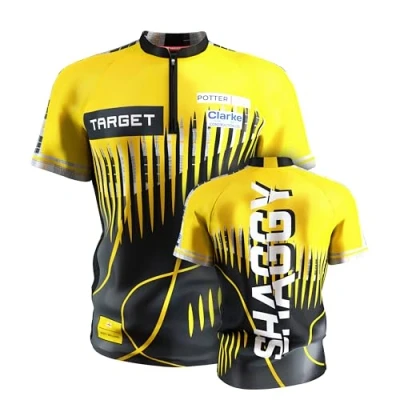 Image of TARGET Darts Scott Williams Dart Shirt 2025, Size: S World Championship Mens Shirt, Adult Cool Play Collarless Top, Dartboards Top Men, Shaggy Player Edition T