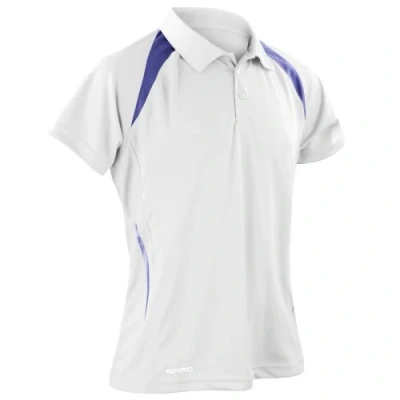 Image of Spiro Mens Sports Team Spirit Performance Polo Shirt (4XL) (White/Navy)