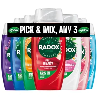 Image of Radox Mineral Therapy Body Wash Shower Gel Collection Bundle 3 x 225ml Pick Any Mood Boosting Fragrance Build your Own Bundle.