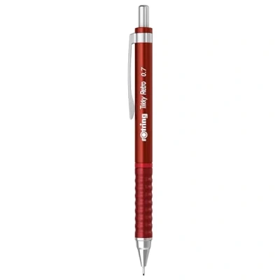 Image of rOtring Tikky Retro Mechanical Pencils , 2B 0.7 mm Red Barrels with Comfort Rippled Grip 12 Count