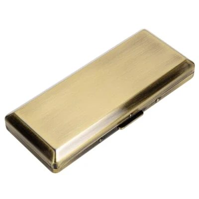 Image of Elegant, Fashionable, and Minimalist Metal Cigarette case Holds 10 100mm Cigarettes Perfect for Women Lightweight Durable Design.(Bronze)